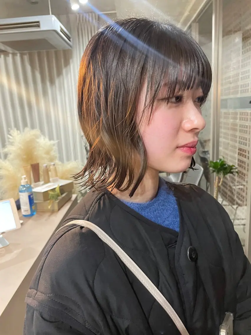 ミディアム カラー パーマ カット ヘアカラー 表参道🌿赤み消し カラー/チナツのヘアスタイル