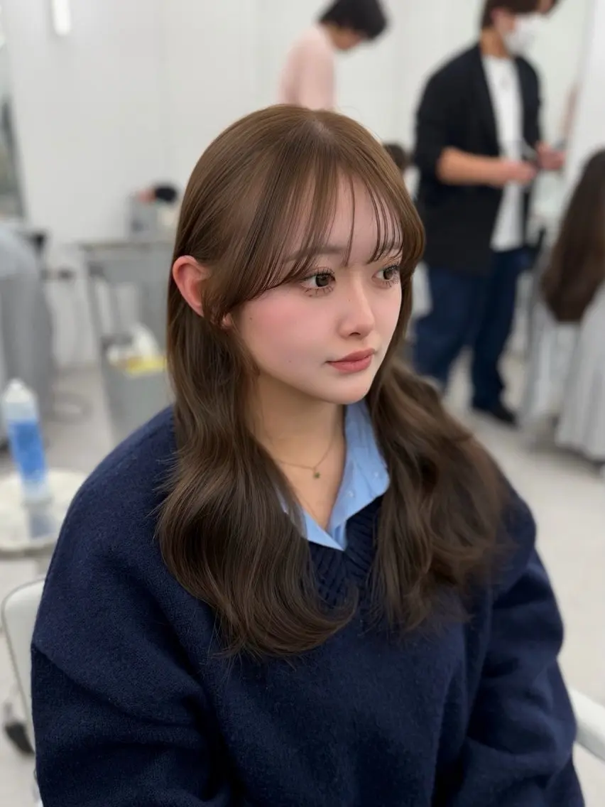 ロング カラー レイヤーカット 小顔カット カット 韓国ヘア/顔周り ヘアセット/加藤優里のヘアスタイル