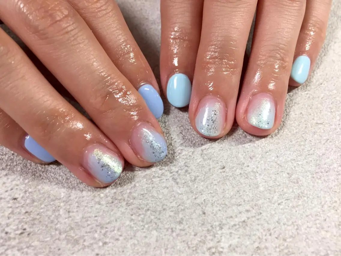 ネイル ブルー ハンドネイル mogunail &blowのネイルデザイン