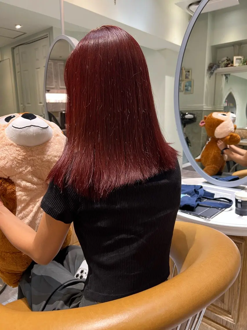セミロング ボブ ハイライト 髪質改善 韓国風ヘア 小顔カット ヘアカラー トリートメント 【ダブルカラー指名 No.1】森栄範のヘアスタイル