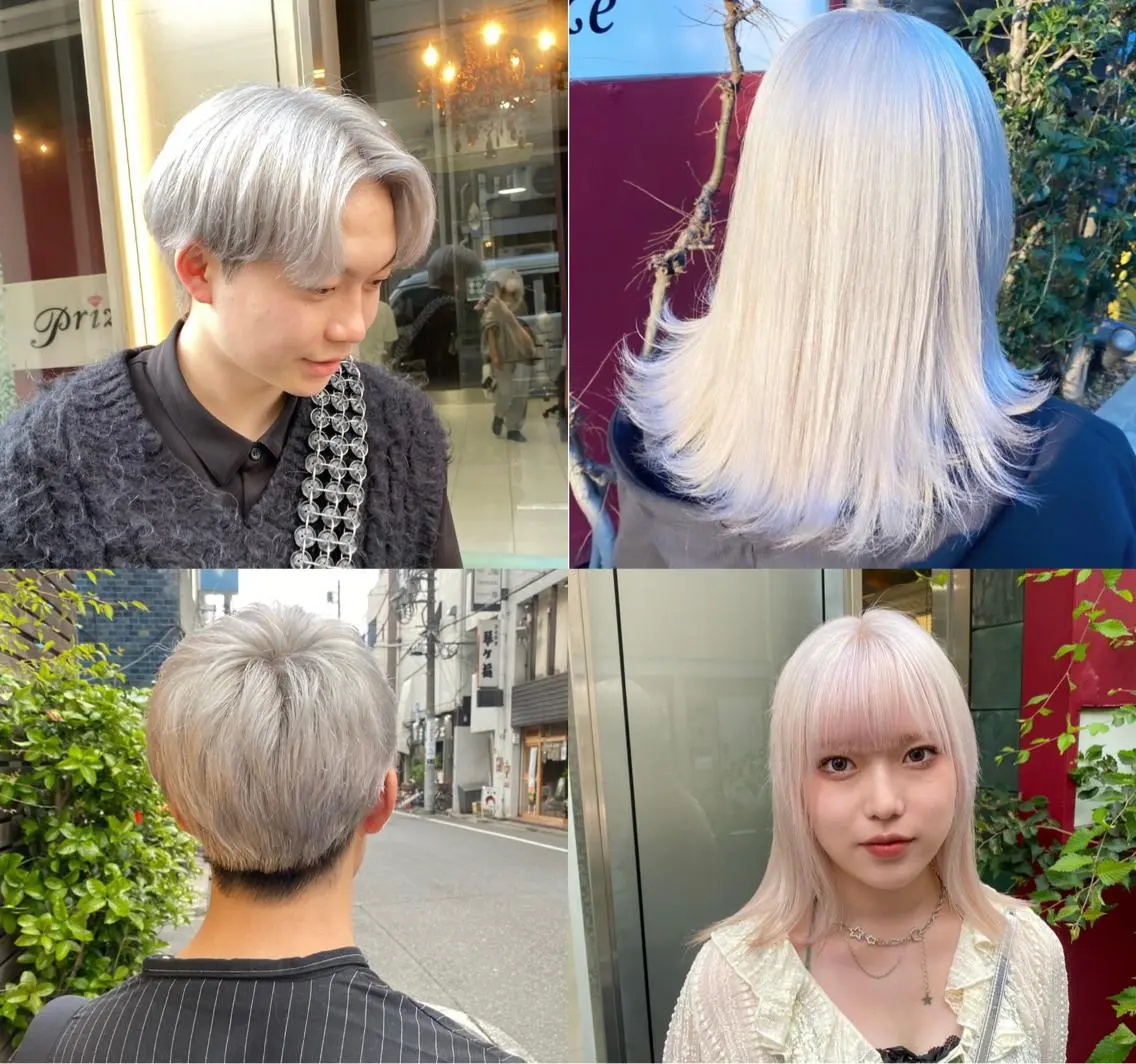 セミロング カラー ブリーチ シルバー グレージュ系はお任せ /ケアブリーチ/岩崎のヘアスタイル