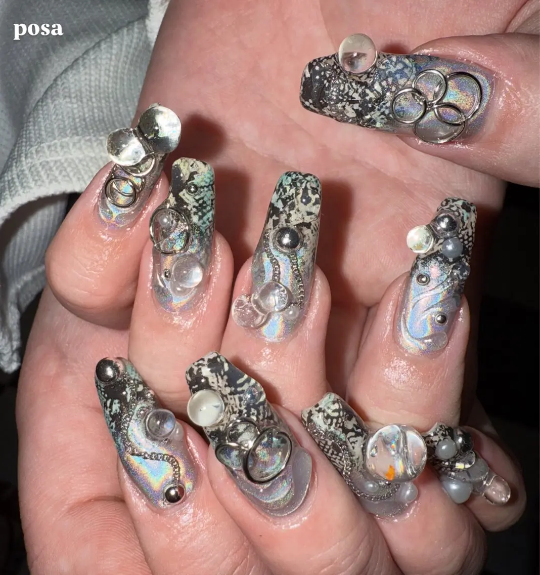 ネイル ミラーネイル ニュアンスネイル シンプルネイル ハンドネイル posa nail モエミのネイルデザイン