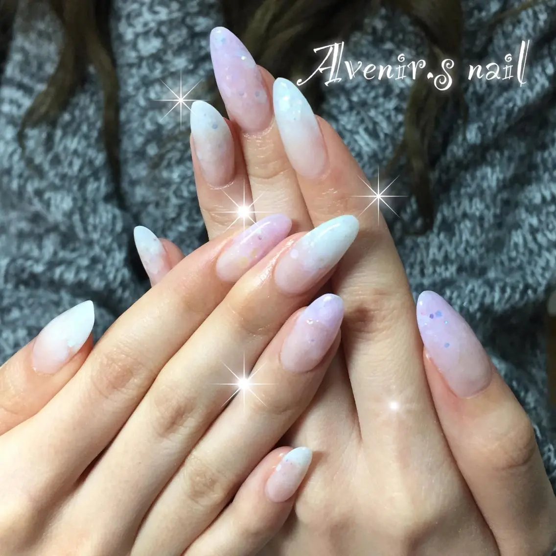 ネイル ラメ(グリッター) ラメグラデーション スカルプネイル Home Salon Avenir.のネイルデザイン