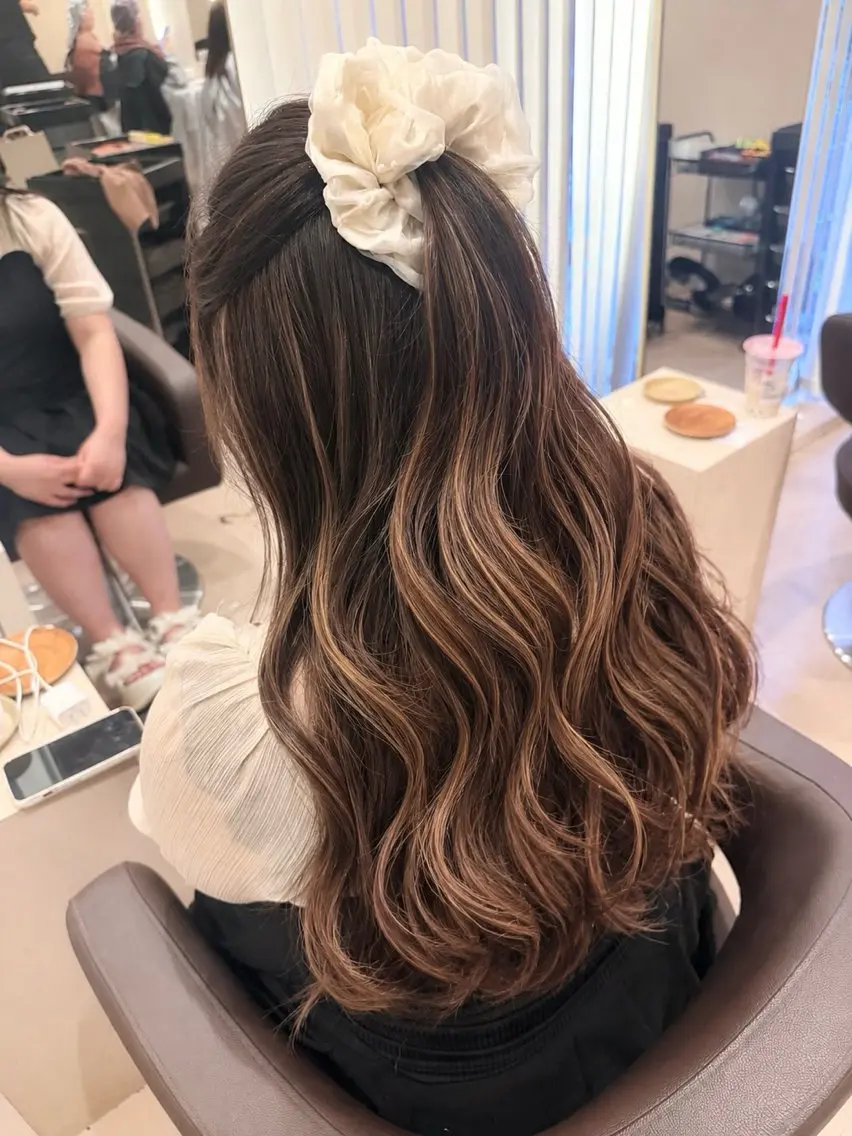 ロング ハイライト カット ヘアカラー トリートメント Risa🐈⬛/ グレージュ/透明感のヘアスタイル