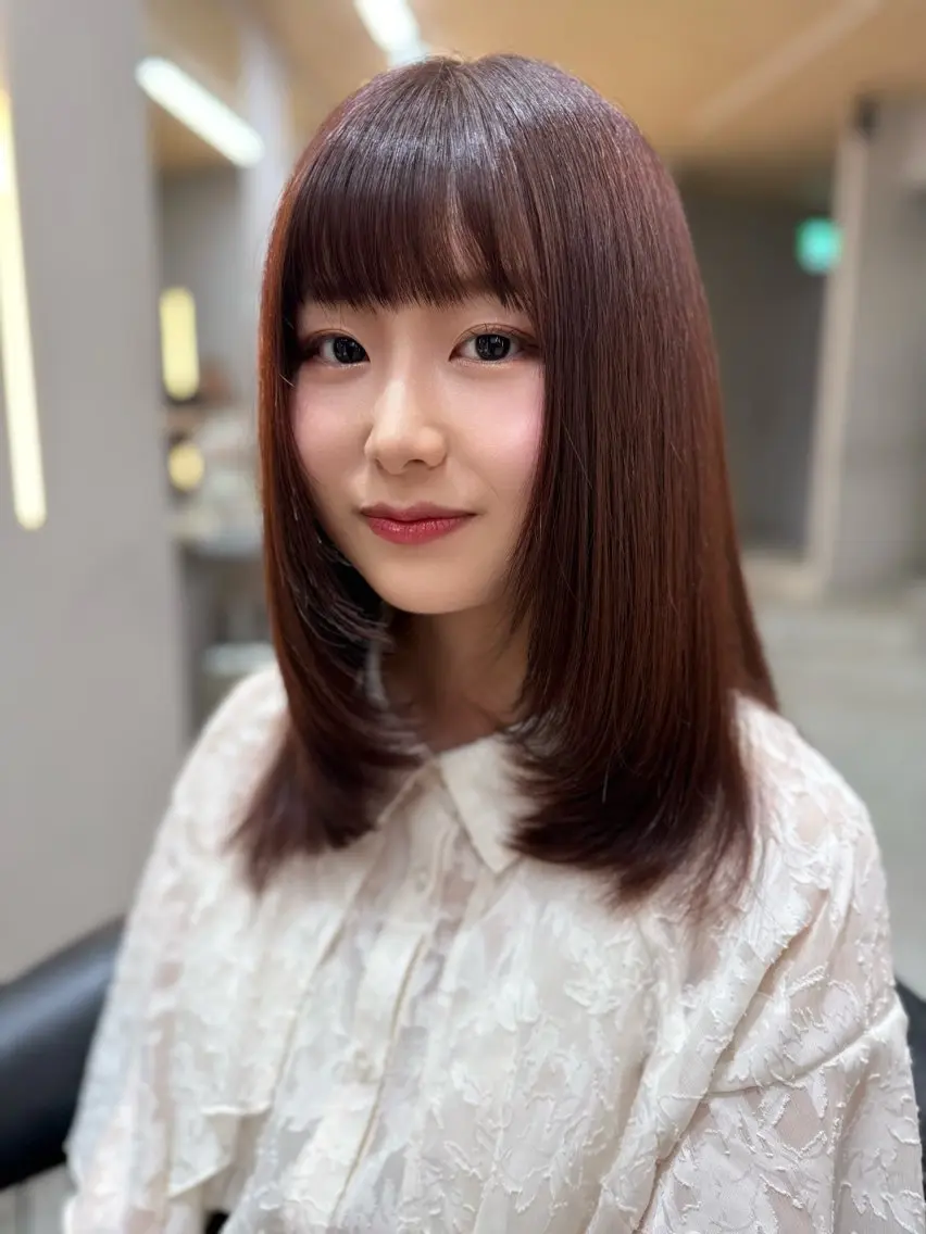 ロング くびれヘア 顔周りカット 髪質改善 韓国風ヘア レイヤーカット 平山 翔意のヘアスタイル