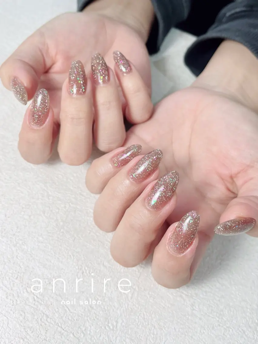 ネイル ブラウン フラッシュネイル ジェルネイル キラキラネイル ワンカラーネイル nailsalon anrireのネイルデザイン
