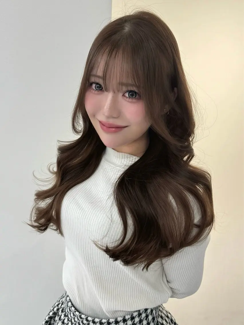 ロング カラー カット ヘアカラー 縮毛矯正 トリートメント 髪質改善/縮毛矯正/ ブリーチなしカラーのヘアスタイル