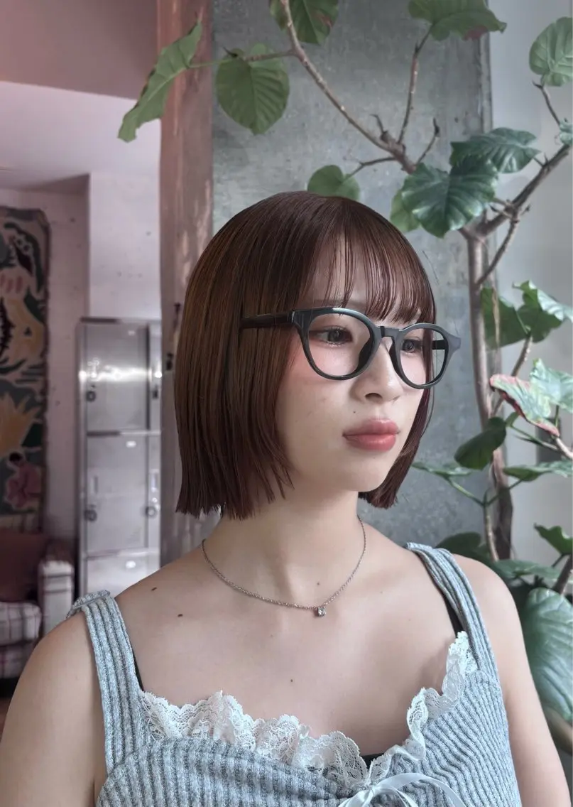 カラー ブラウンカラー オレンジ オレンジブラウン ボブ ヘアカラー 村田 彩音のヘアスタイル