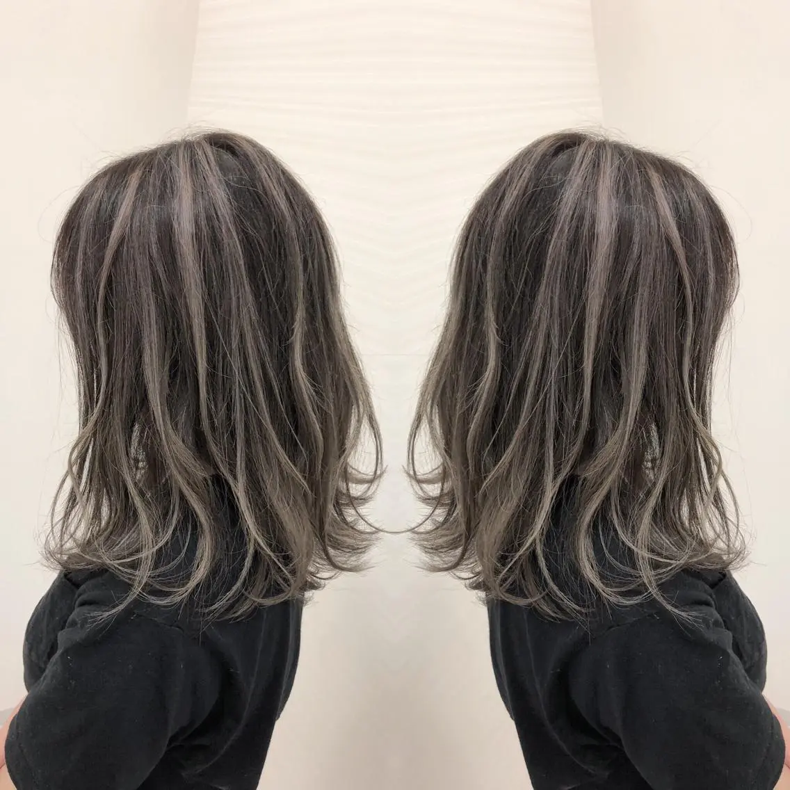 ミディアム カラー バレイヤージュ ハイライトカラー ハイライト レイヤーカット ヘアカラー トリートメント 得能 雅人のヘアスタイル