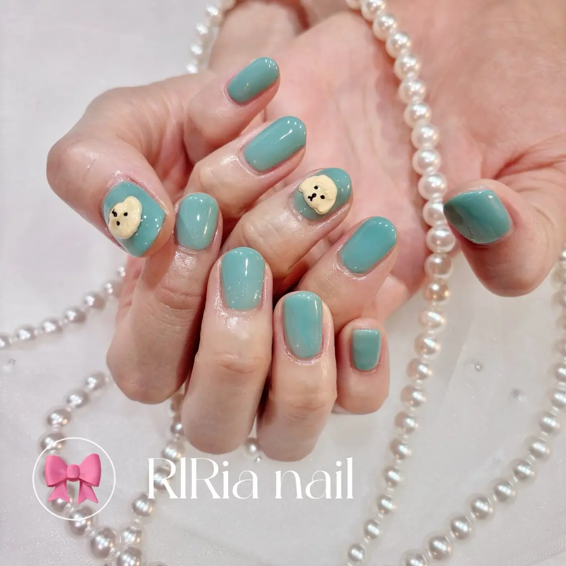 ネイル グリーン 持ち込み ワンカラーネイル ハンドネイル 🎀RIRia nail🎀のネイルデザイン
