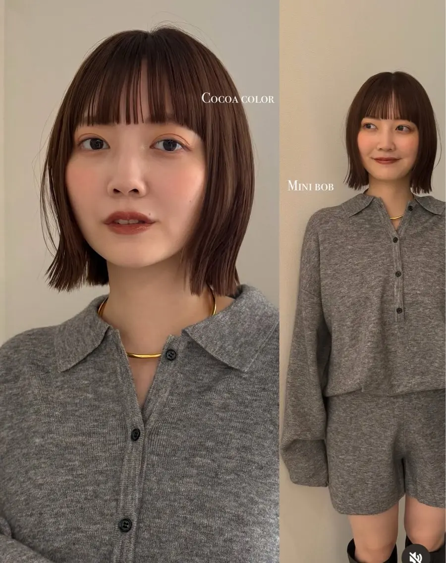 ミディアム おしゃれボブ/暖色 カラー🧶いろはのヘアスタイル