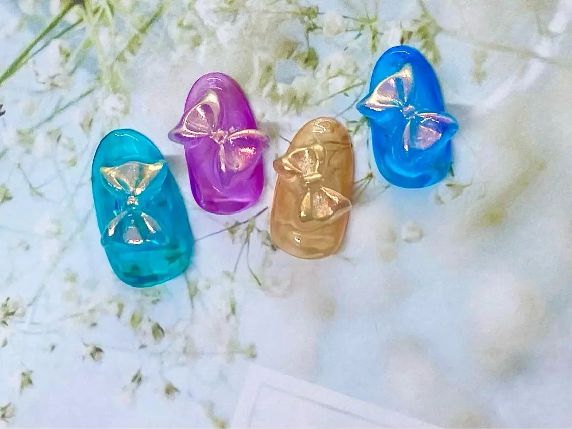 ネイル オーロラネイル リボン ハンドネイル Nail lieNのネイルデザイン
