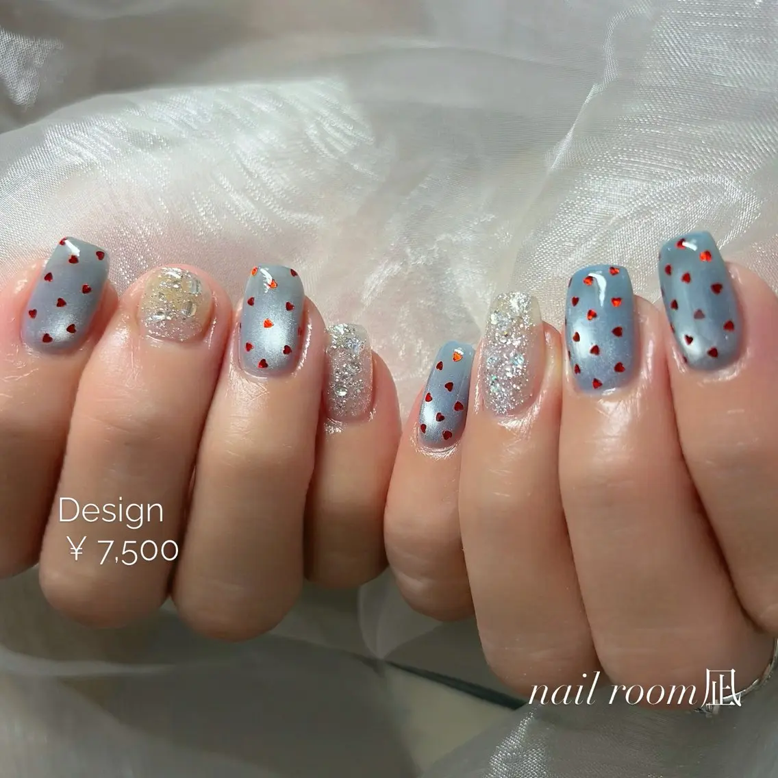 ネイル ドット ハート マグネットネイル nail room 凪のネイルデザイン