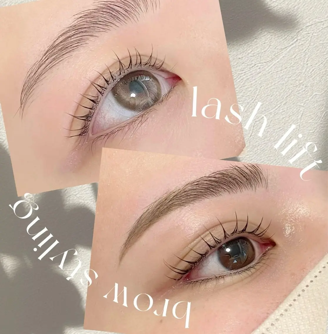 【ラッシュリフト×眉毛スタイリング】ラッシュリフト→アイシャンプー+ケア付き⭐️Waxスタイリング+カット+間引き込の写真