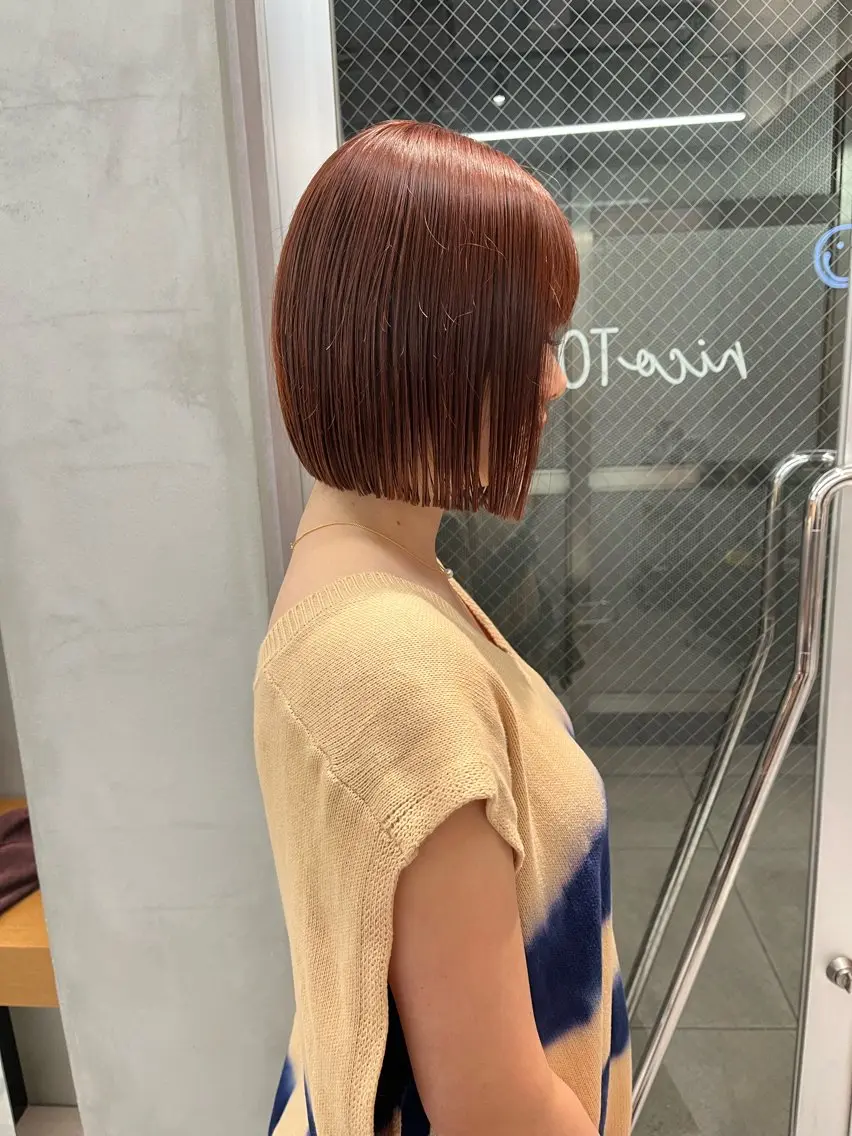 ミディアム カラー カット ヘアカラー トリートメント 縮毛矯正ボブ&顔まわ レイヤー♡TOMOEのヘアスタイル