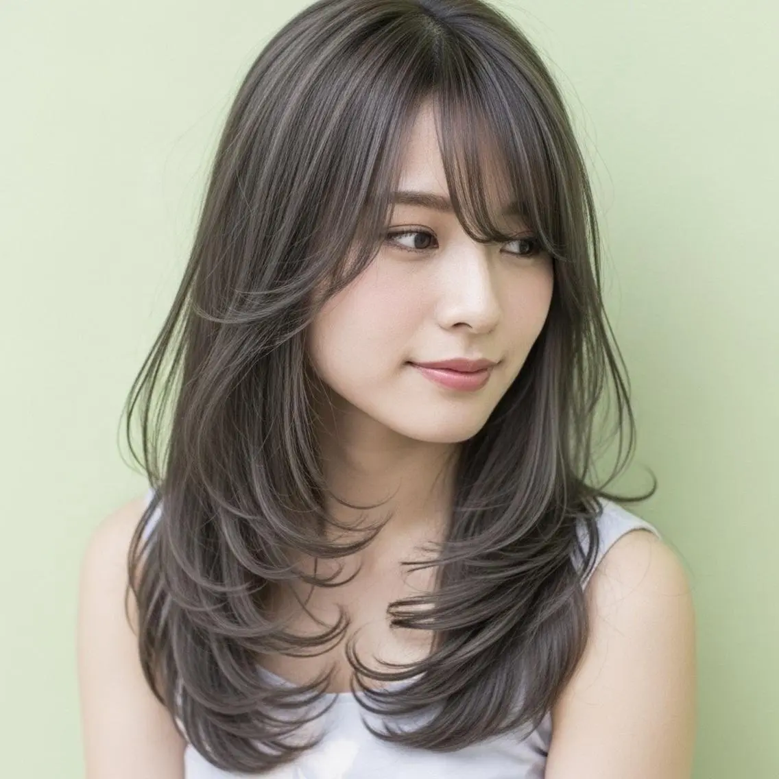 ロング カラー ブリーチ 透明感カラー グレージュ ブリーチなしカラー オリーブグレージュ カット ヘアカラー トリートメント ショートが上手い人/ 似合わせの達人/ロキのヘアスタイル