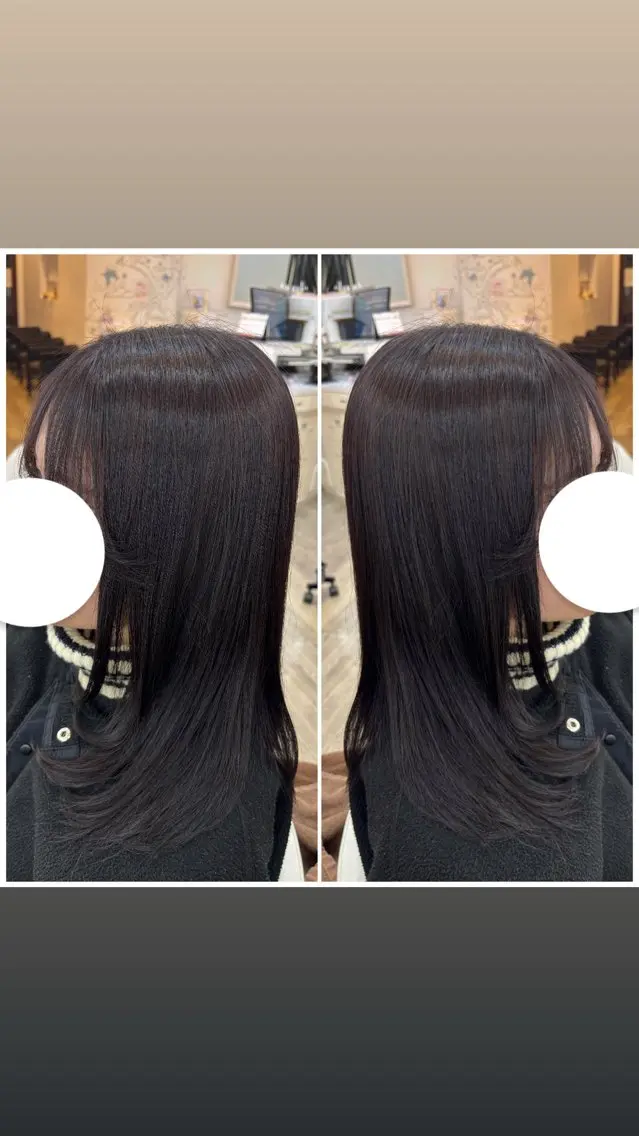ミディアム ラベンダーブラウン ヘアカラー 宮島 梨央のヘアスタイル