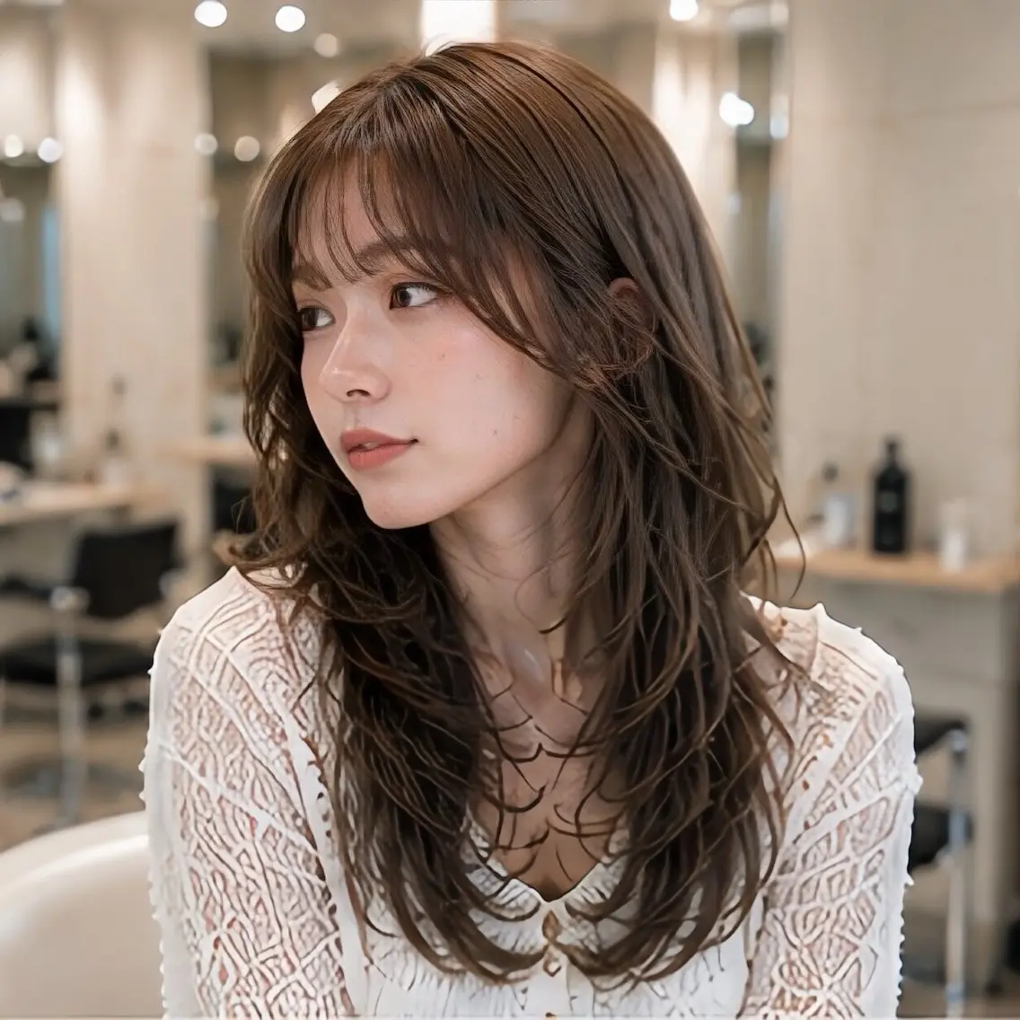 ロング カット レイヤー/顔まわり /縮毛矯正/おばかんのヘアスタイル