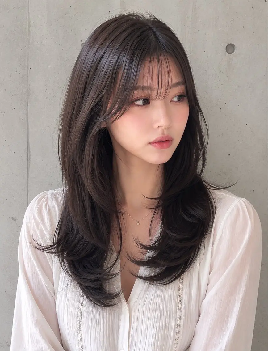 セミロング カラー ヘアアレンジ 透明感カラー グレージュ ハッシュカット 韓国風ヘア レイヤーカット カット ヘアカラー トリートメント 🌫️大人韓国ヘア 🌫️naoyaのヘアスタイル