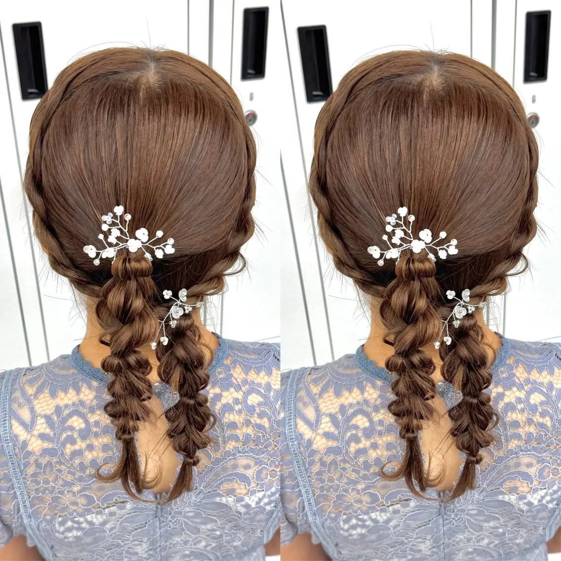 セミロング ヘアアレンジ ヘアセット ヘアメ🎀ハイトーン 🩵エクステ🪄しほのヘアスタイル