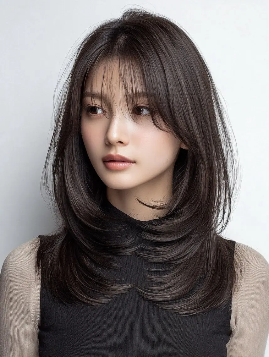 セミロング カラー ヘアカラー 韓国×艶ハイトーンが かわいい✨️リオ🍒のヘアスタイル