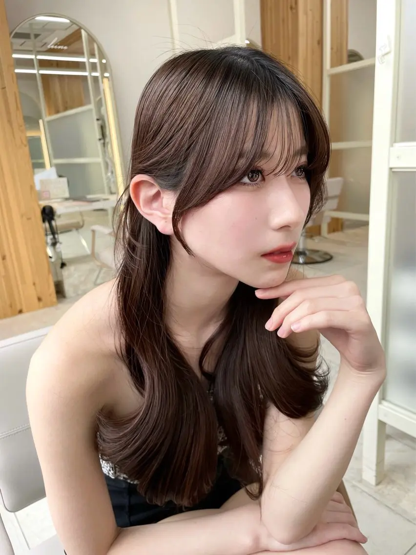 ロング カラー ベージュカラー くびれヘア 顔周りカット 韓国風ヘア レイヤーカット 🇰🇷韓国風くびれ ヘア🇰🇷中村優大のヘアスタイル