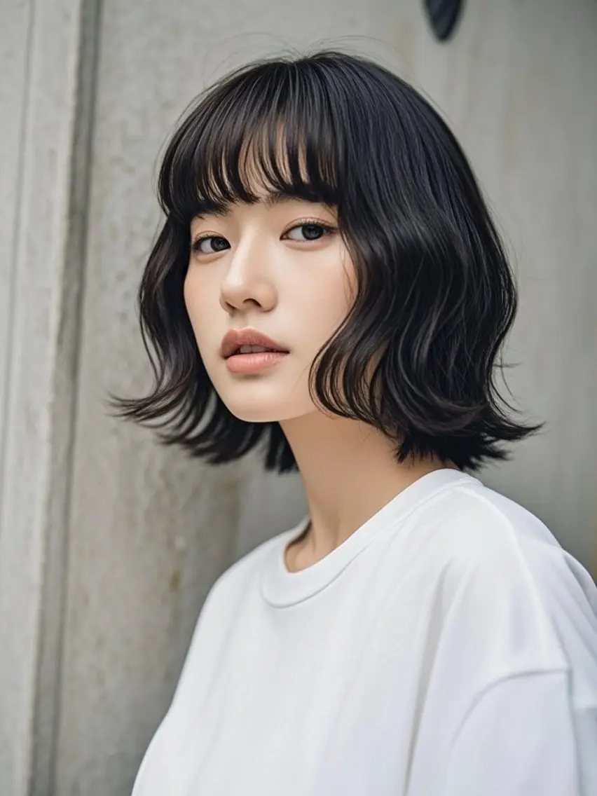 ミディアム ショートボブ ミディアムレイヤー ミディアムパーマ アッシュ ボブ カット ヘアカラー ウルフカット 811 大阪梅田 ウルフのヘアスタイル