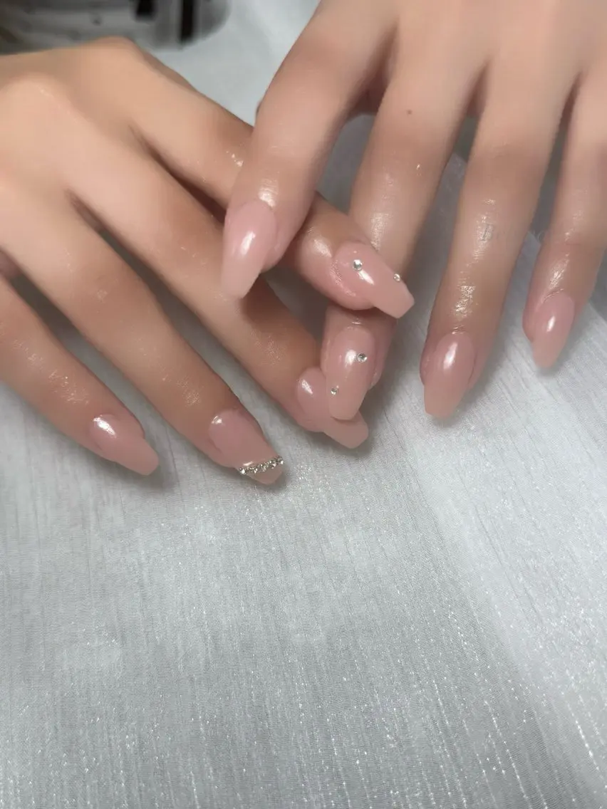 ネイル ロングネイル オフィスネイル ワンカラーネイル ピンク ピンクベージュ ハンドネイル K suzuのネイルデザイン