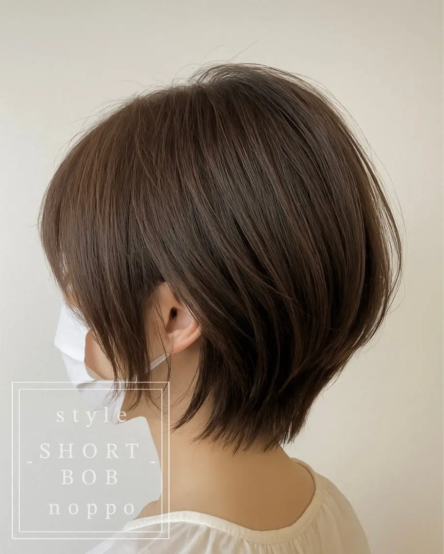 まとまり感UP！時短でオシャレなショートボブ＋ツヤ感カラーの写真