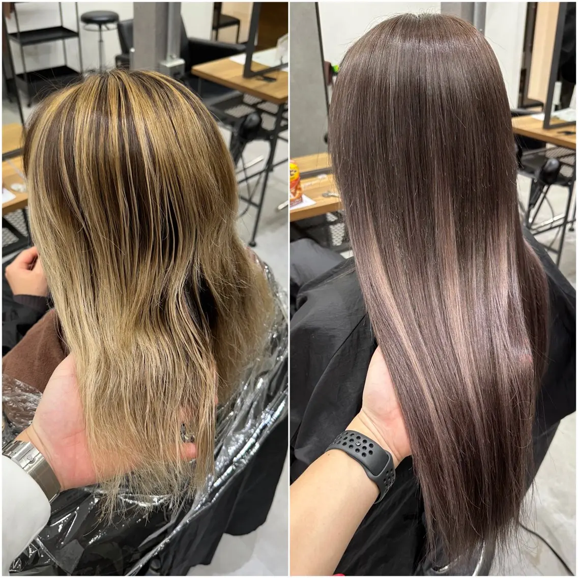 ロング カラー グレージュ ハイライトカラー エクステ ハイライト ヘアカラー エクステ KEISUKE🐶 カラー✨エクステのヘアスタイル