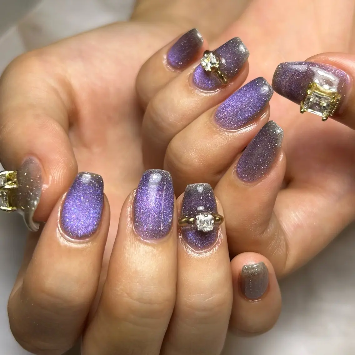 ネイル パープル ハンドネイル Reflection marikoのネイルデザイン