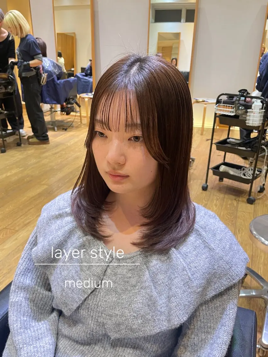 セミロング レイヤーカット 縮毛矯正 カット 縮毛矯正 縮毛矯正/レイヤー 🌙児玉光瑠のヘアスタイル