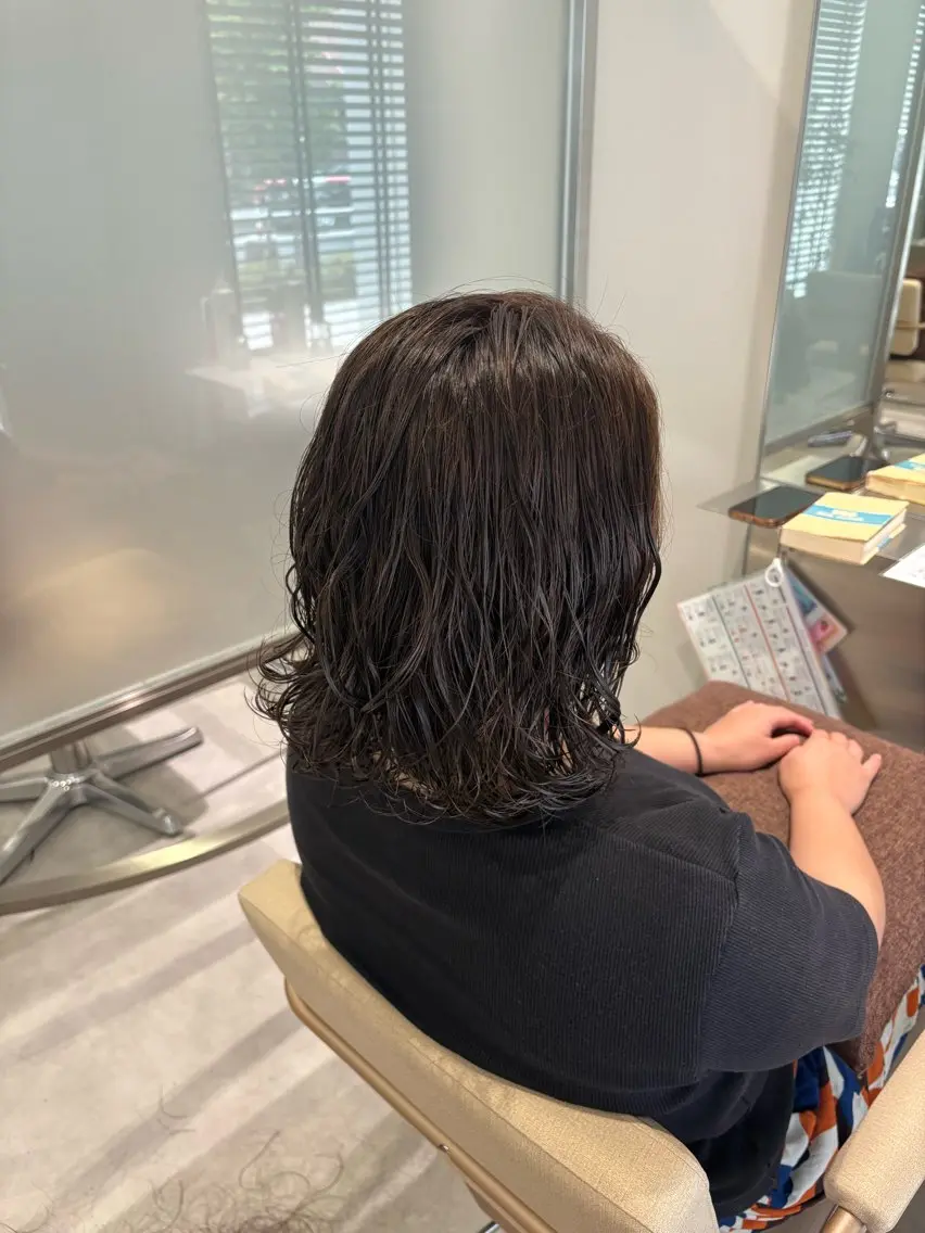 セミロング パーマ カット パーマ 小川 夏生のヘアスタイル