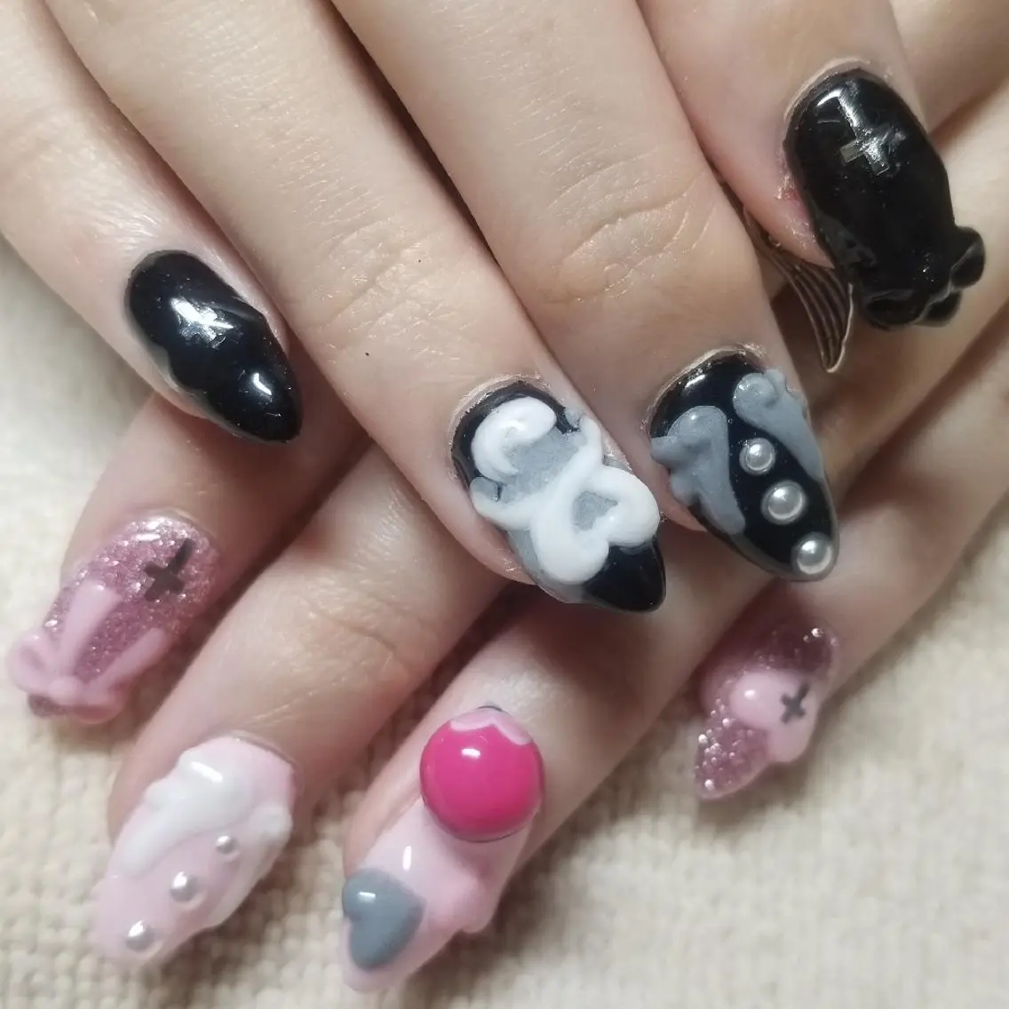 ネイル ハート ピンク リボン ハンドネイル よしだ ひろきのネイルデザイン