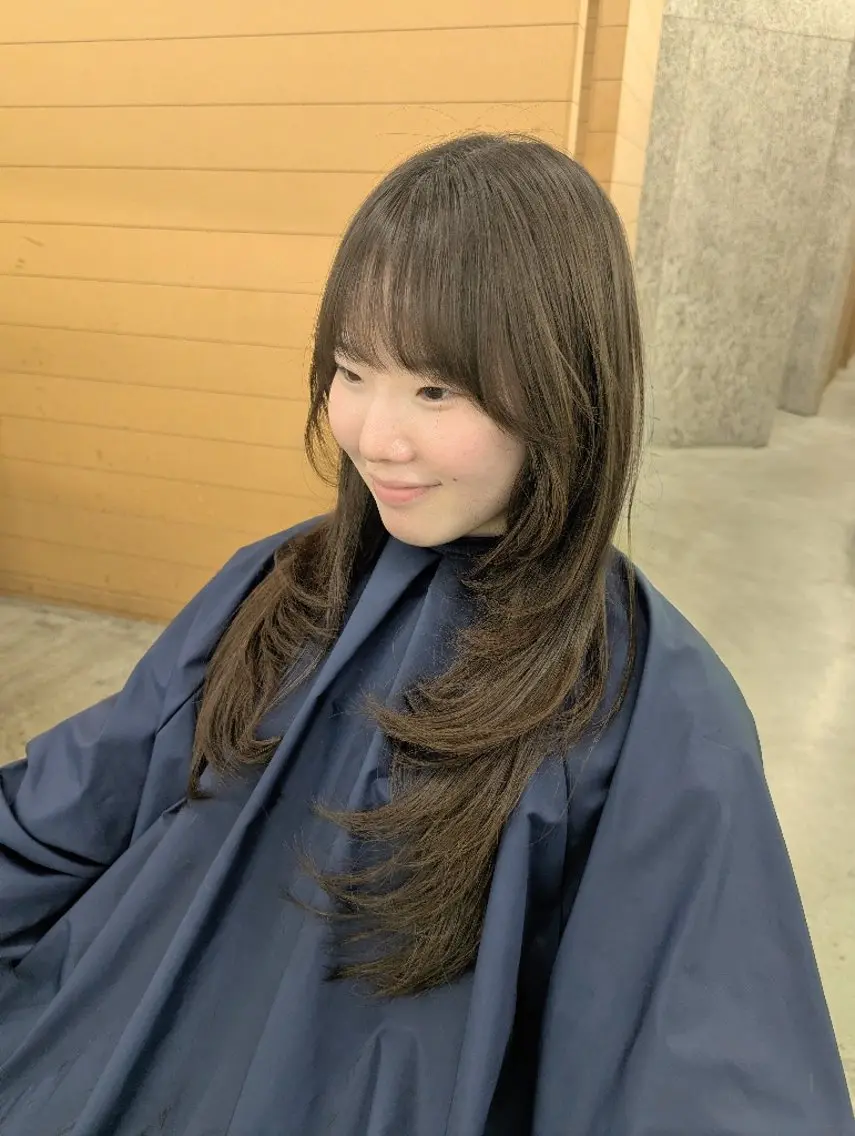 ロング ハッシュカット 酸性ストレート カット 縮毛矯正 トリートメント newi 天王寺　 masakoのヘアスタイル