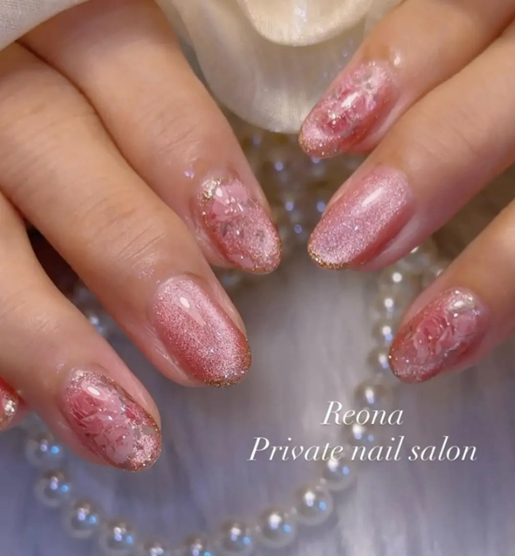 ネイル マグネットネイル 夏ネイル ワンホンネイル ハンドネイル Reona Nailのネイルデザイン