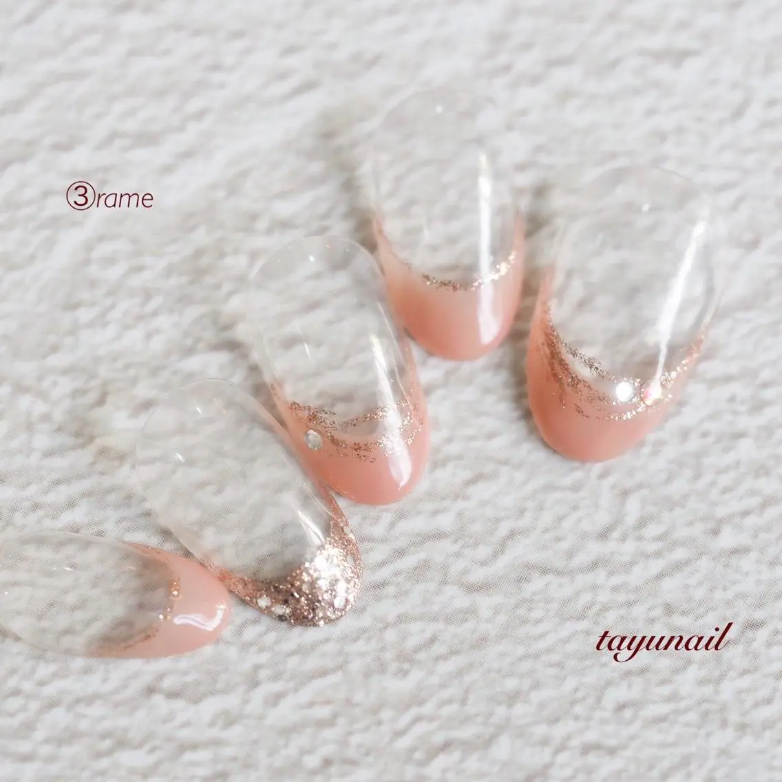 ネイル アートネイル ブルー フレンチネイル ジェルネイル ラメ(グリッター) ネイルサロン 【たゆnail】のネイルデザイン