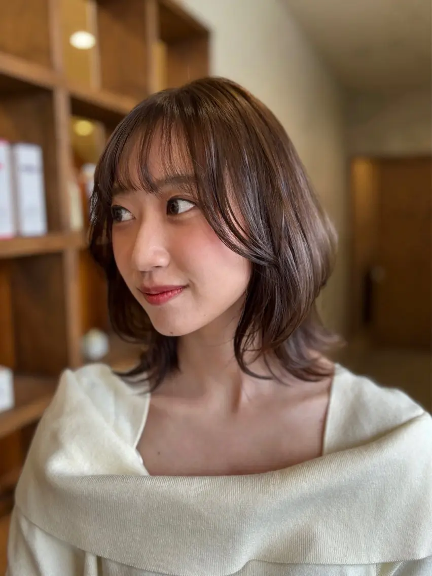 ミディアム ボブレイヤー ボブ レイヤーカット カノエ下関熊野店 /AOIのヘアスタイル