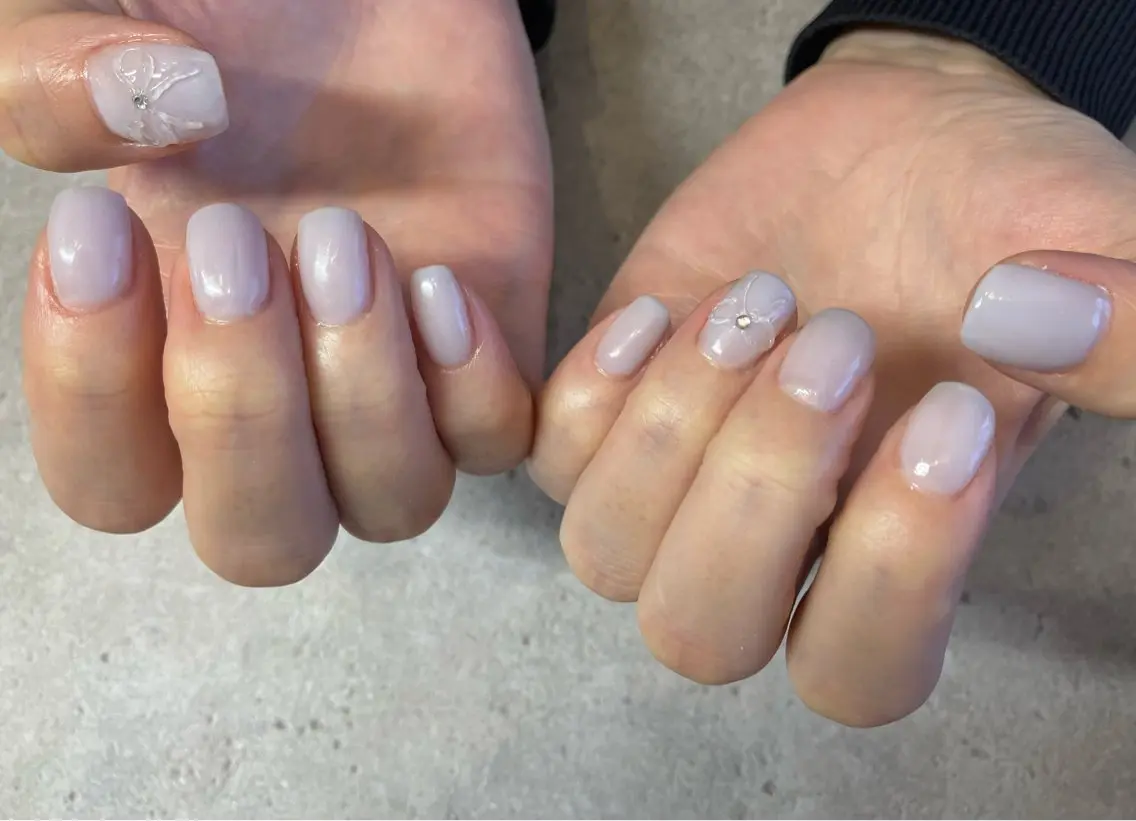 ネイル アートネイル クリアネイル ワンカラーネイル ぷっくりネイル リボン COCO Nail 光が丘駅近のネイルデザイン