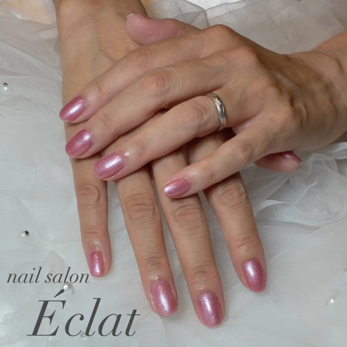 ネイル ラメ(グリッター) ワンカラーネイル ピンク ハンドネイル nail salon Éclatのネイルデザイン