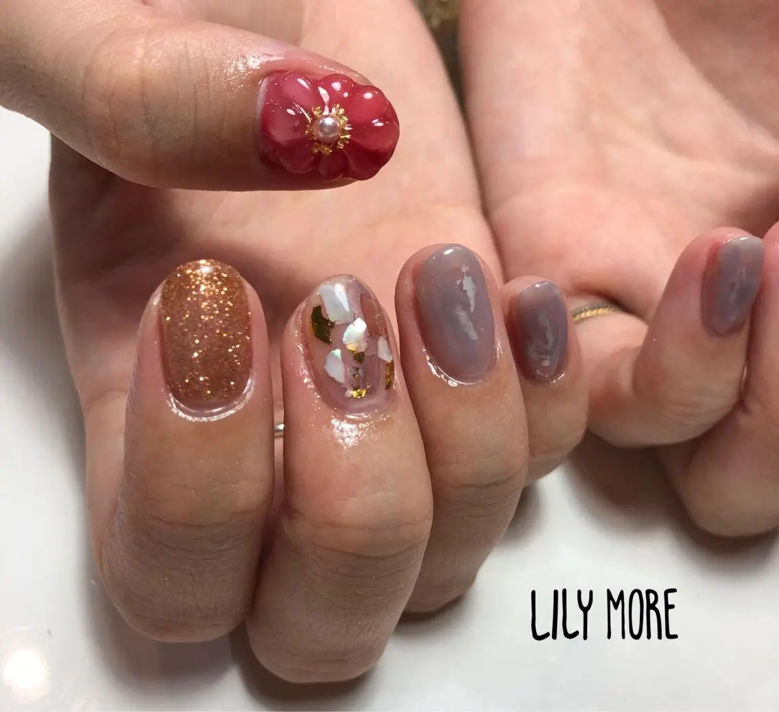 ネイル フラワーネイル Lily closetのネイルデザイン