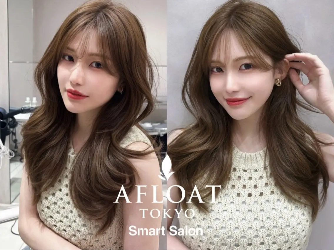 セミロング 顔周りカット 韓国風ヘア レイヤーカット 小顔カット カット トリートメント ヘアセット 赤み消し透明感カラー 似合わせ前髪柴田礼空のヘアスタイル