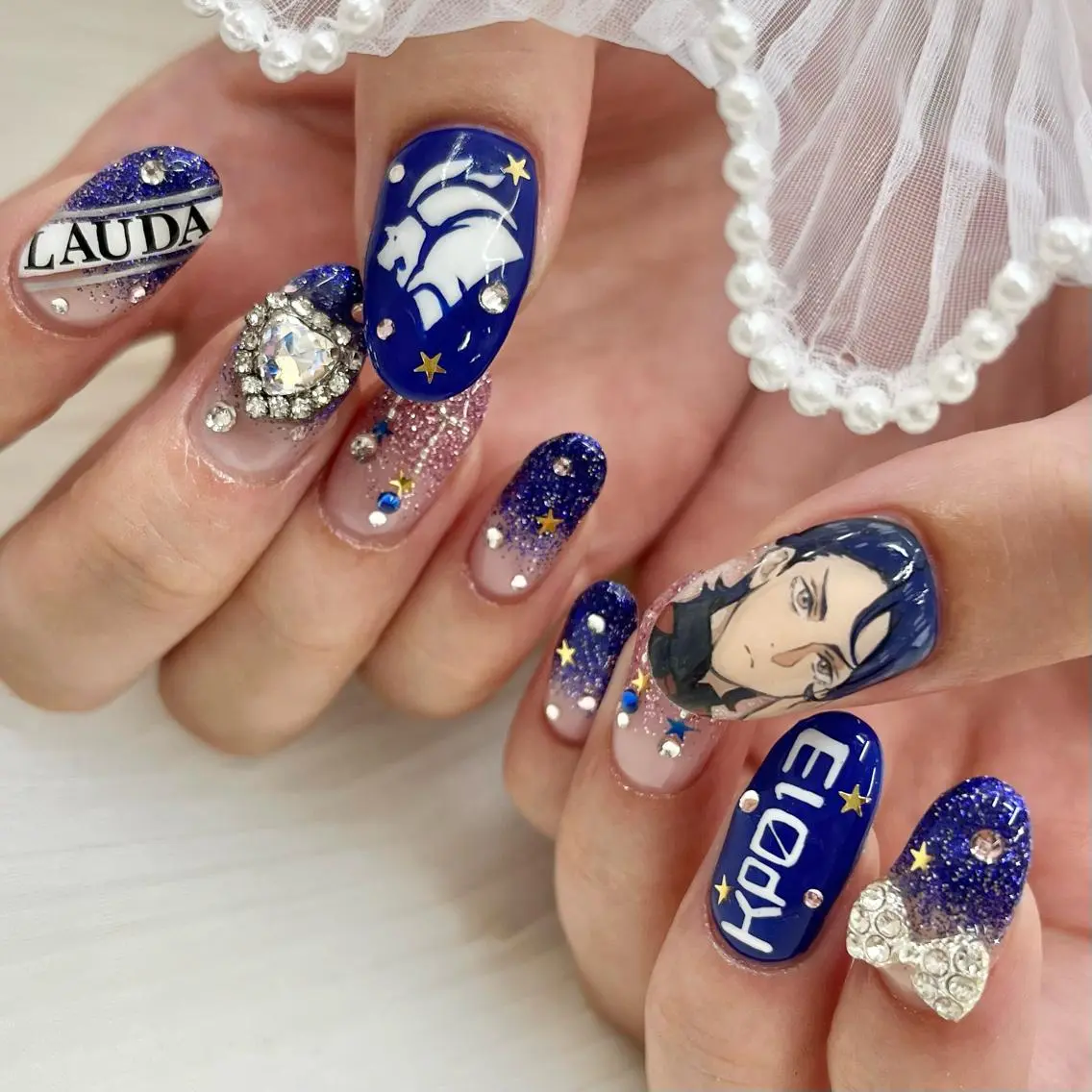 セミロング ネイル リボン ハンドネイル 池袋痛ネイル Nok. 渡辺のネイルデザイン