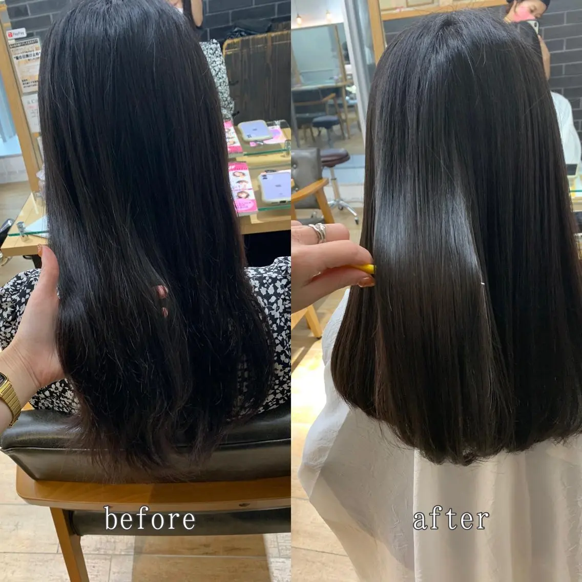 セミロング カラー パーマ ヘアアレンジ メンズ キッズ ネイル マツエク・マツパ ヘアカラー トリートメント レイヤーカット／ 巻ける縮毛矯正のヘアスタイル