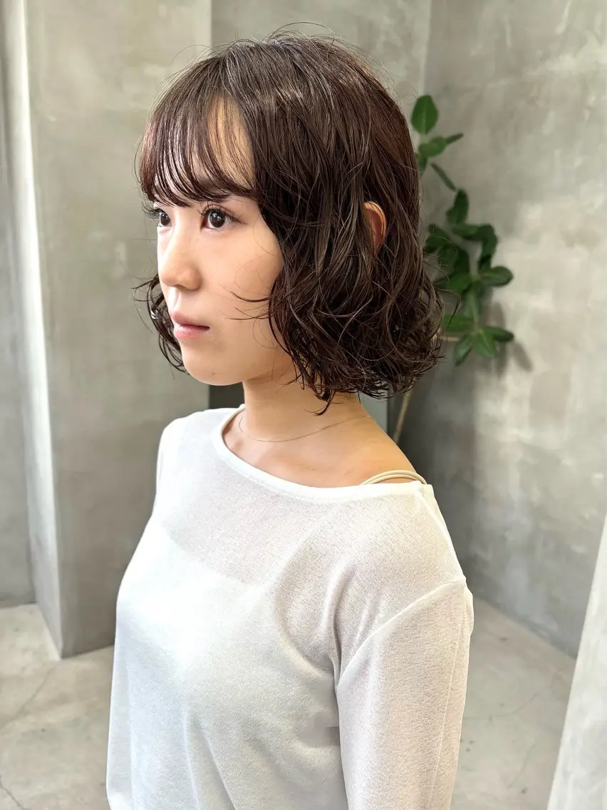 ミディアム カラー パーマ ミディアムパーマ ブラウンカラー ピンクカラー ピンクブラウン ボブ カット ヘアカラー パーマ トリートメント tuco 森田浩平のヘアスタイル
