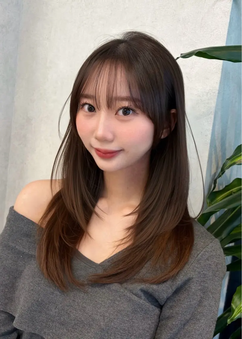 セミロング カット ヘアカラー トリートメント 結べるレイヤーカット /カラー/あさかのヘアスタイル