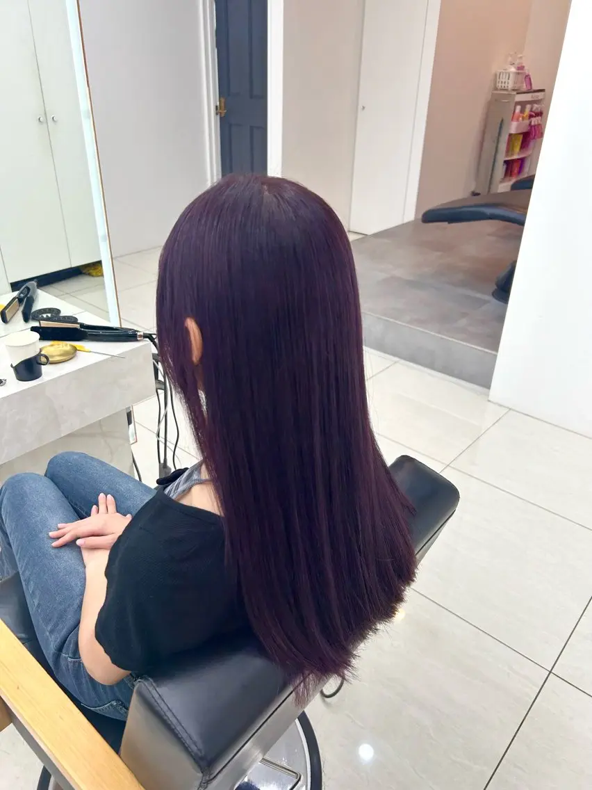 ロング カラー ブリーチ カシス ラベンダーカラー Kurumi リトル渋谷のヘアスタイル