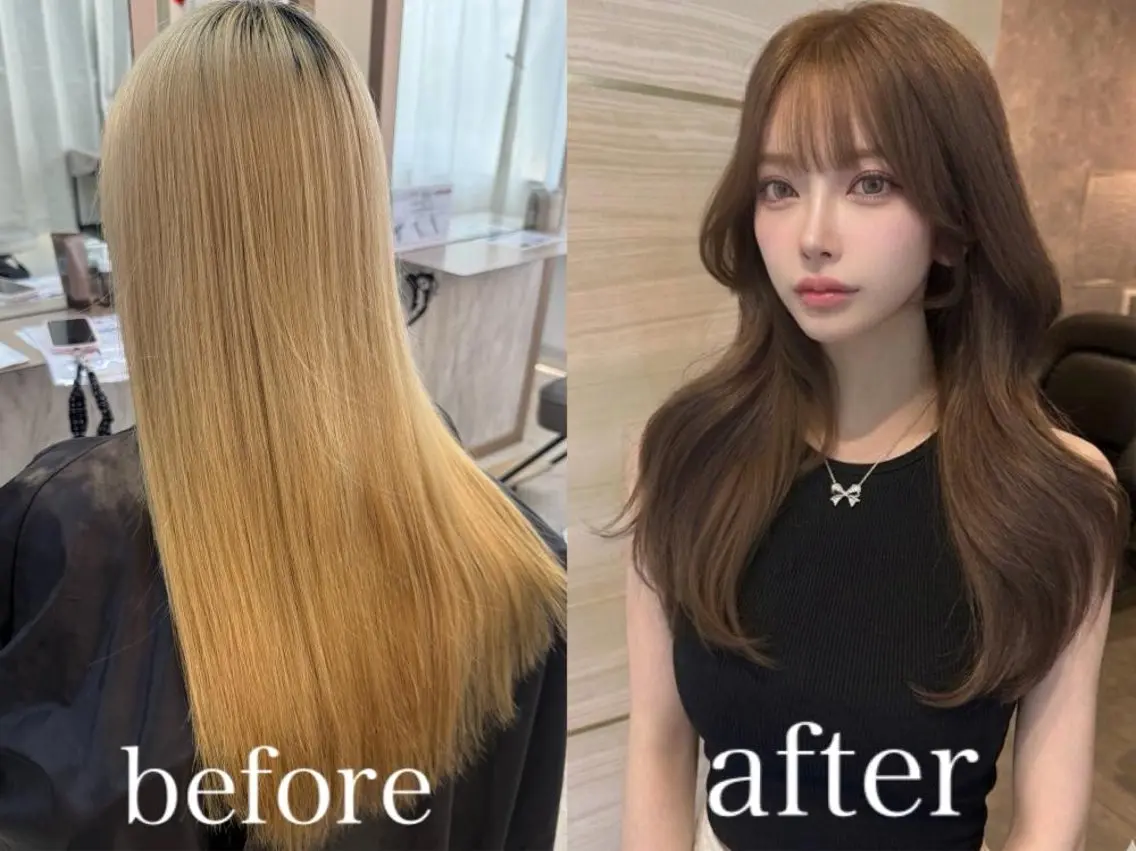 ロング カラー ベージュカラー ミルクティーベージュ ヘアカラー トリートメント 🍑ももか🍑モデル 様募集中/浦和🦋のヘアスタイル