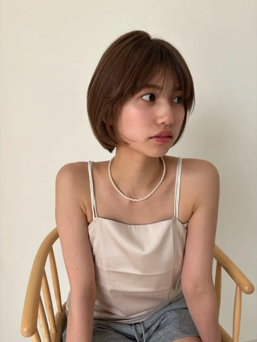 ミディアム カラー カット ヘアカラー トリートメント mei|顔まわり ×透明感カラーのヘアスタイル