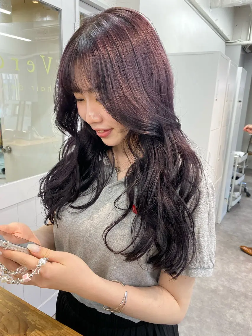 ロング カラー ラベンダーカラー レイヤー暖色カラー 池袋Yamamotoのヘアスタイル